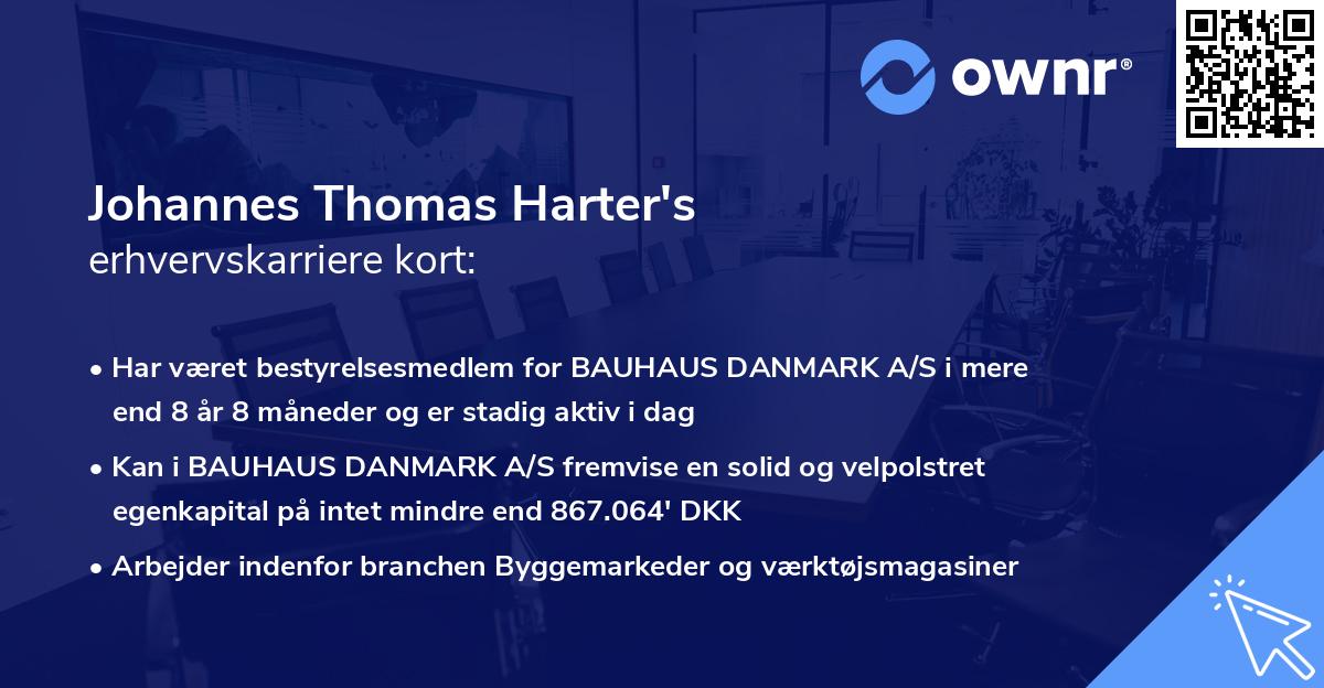 Johannes Thomas Harter's erhvervskarriere kort