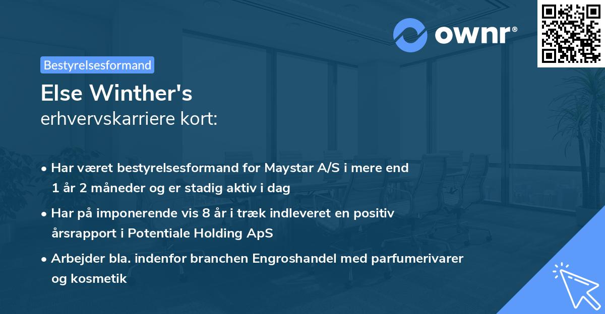 Else Winther's erhvervskarriere kort
