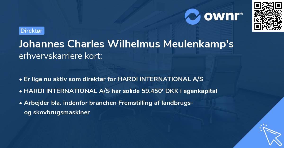 Johannes Charles Wilhelmus Meulenkamp's erhvervskarriere kort