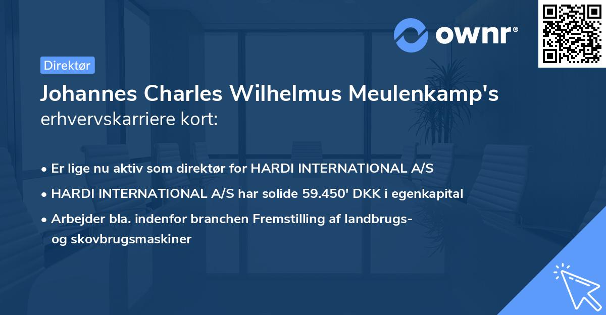 Johannes Charles Wilhelmus Meulenkamp's erhvervskarriere kort