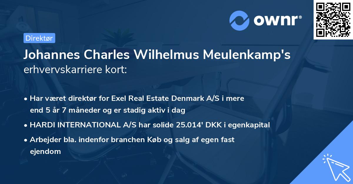 Johannes Charles Wilhelmus Meulenkamp's erhvervskarriere kort