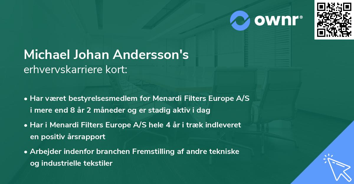 Michael Johan Andersson's erhvervskarriere kort