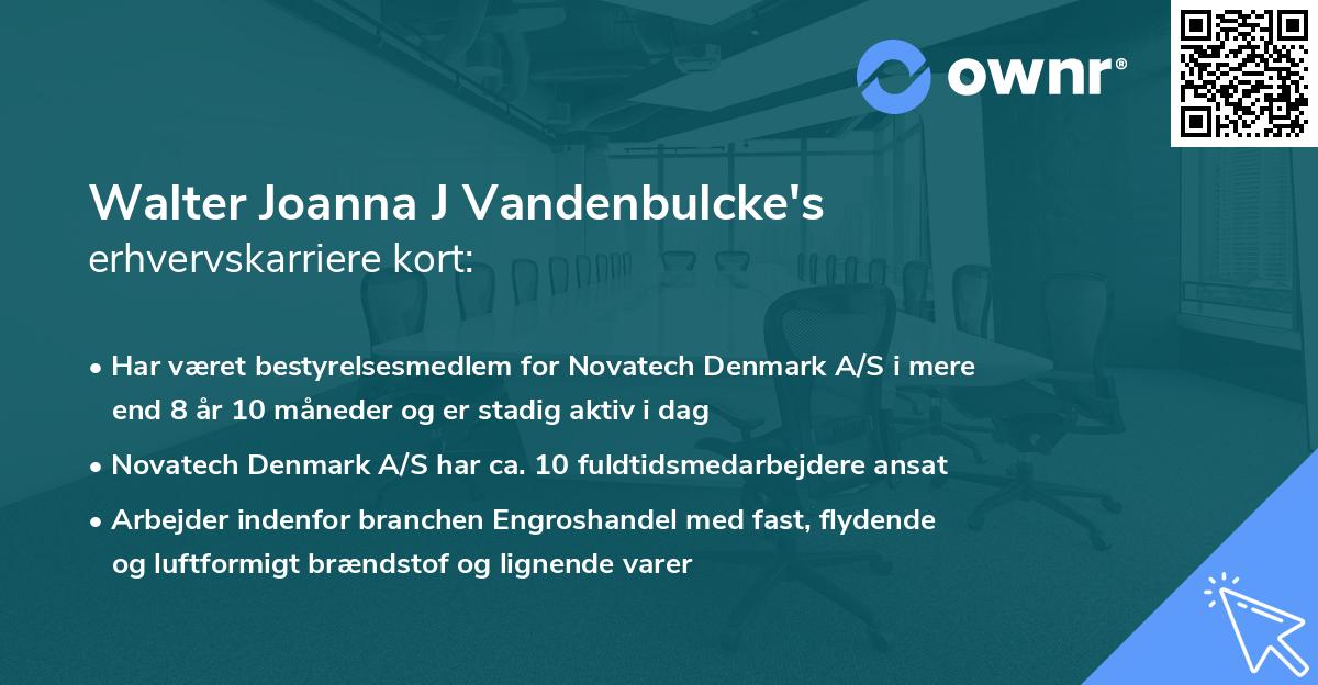 Walter Joanna J Vandenbulcke's erhvervskarriere kort