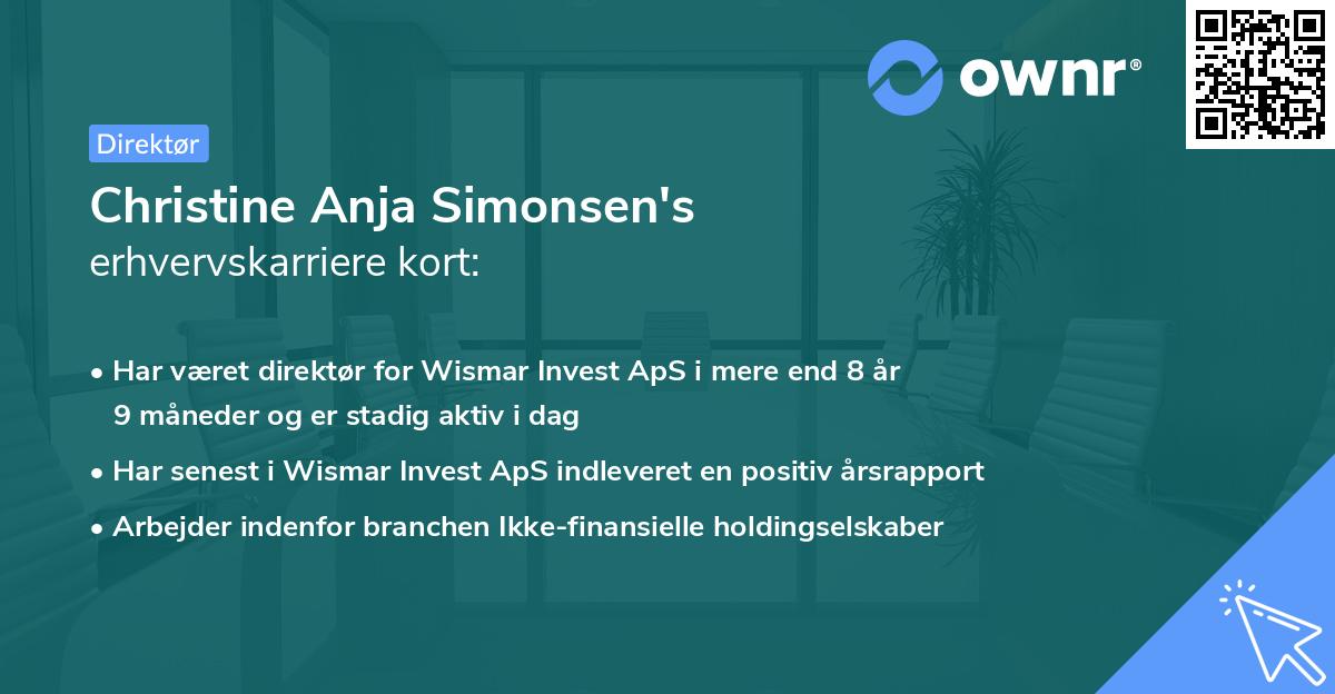 Christine Anja Simonsen's erhvervskarriere kort