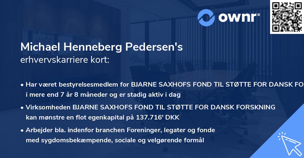 Michael Henneberg Pedersen's erhvervskarriere kort