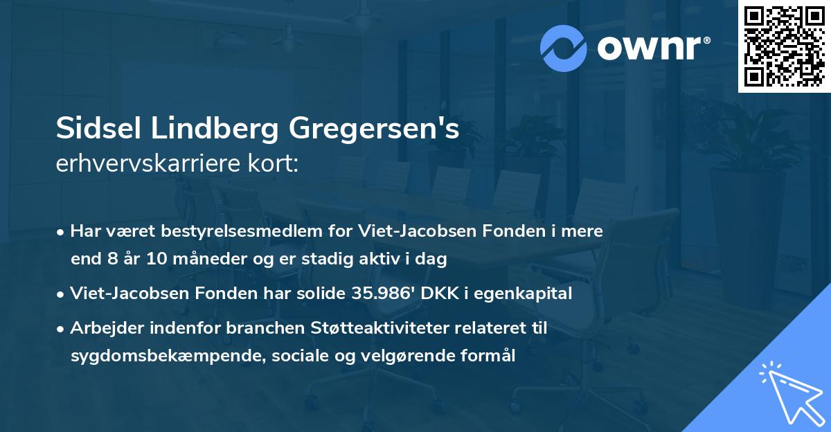 Sidsel Lindberg Gregersen's erhvervskarriere kort