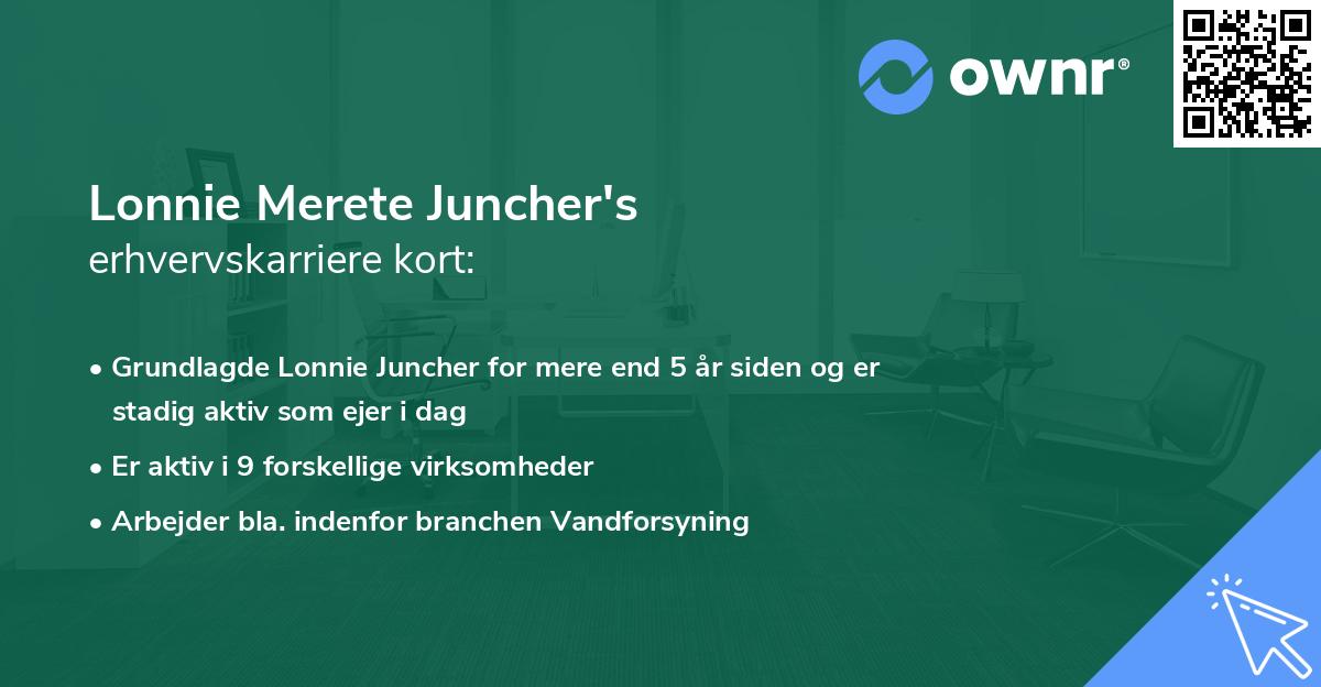 Lonnie Merete Juncher's erhvervskarriere kort