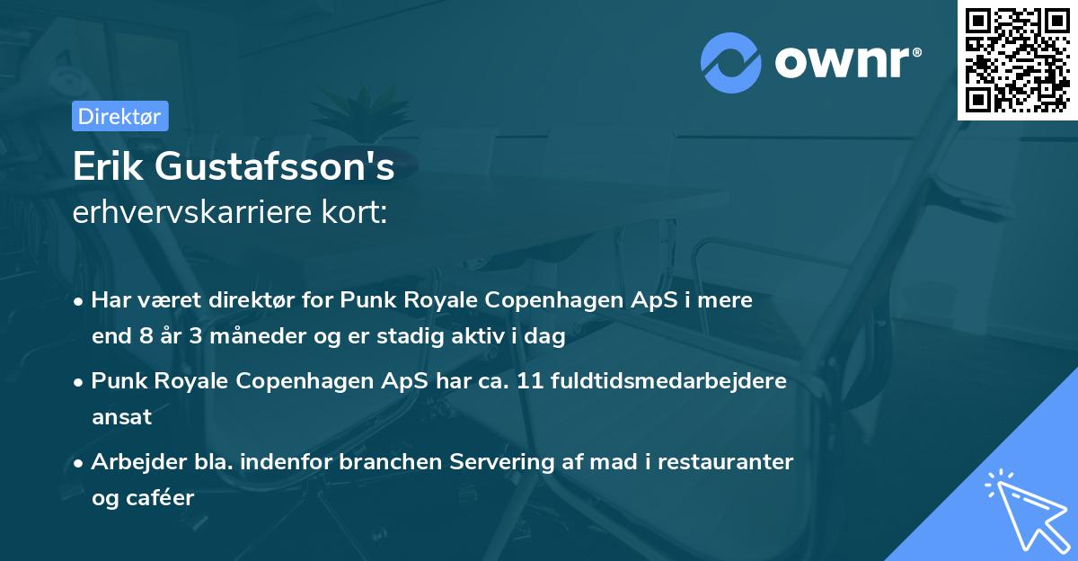 Erik Gustafsson's erhvervskarriere kort