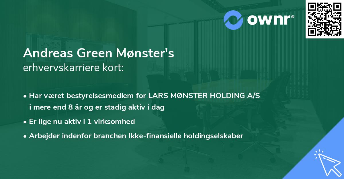 Andreas Green Mønster's erhvervskarriere kort