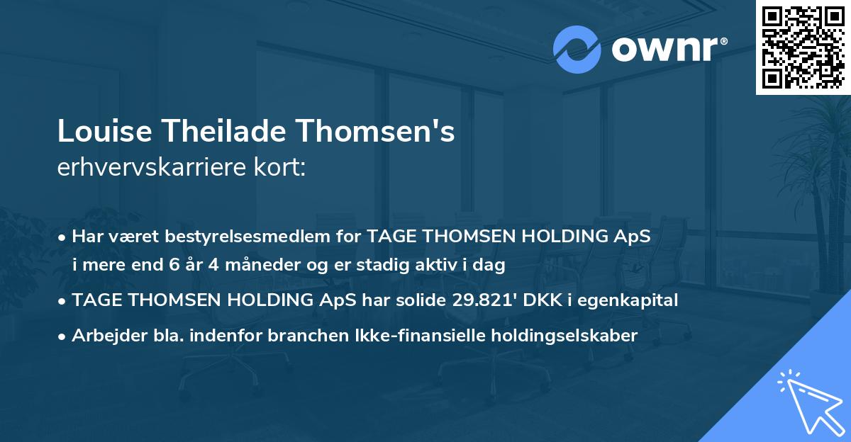 Louise Theilade Thomsen's erhvervskarriere kort