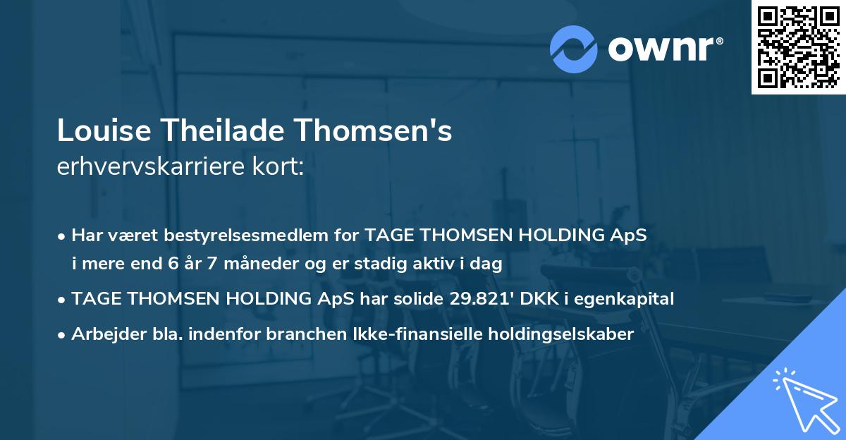 Louise Theilade Thomsen's erhvervskarriere kort