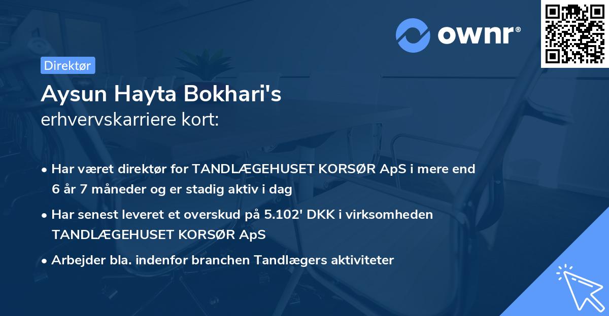 Aysun Hayta Bokhari's erhvervskarriere kort