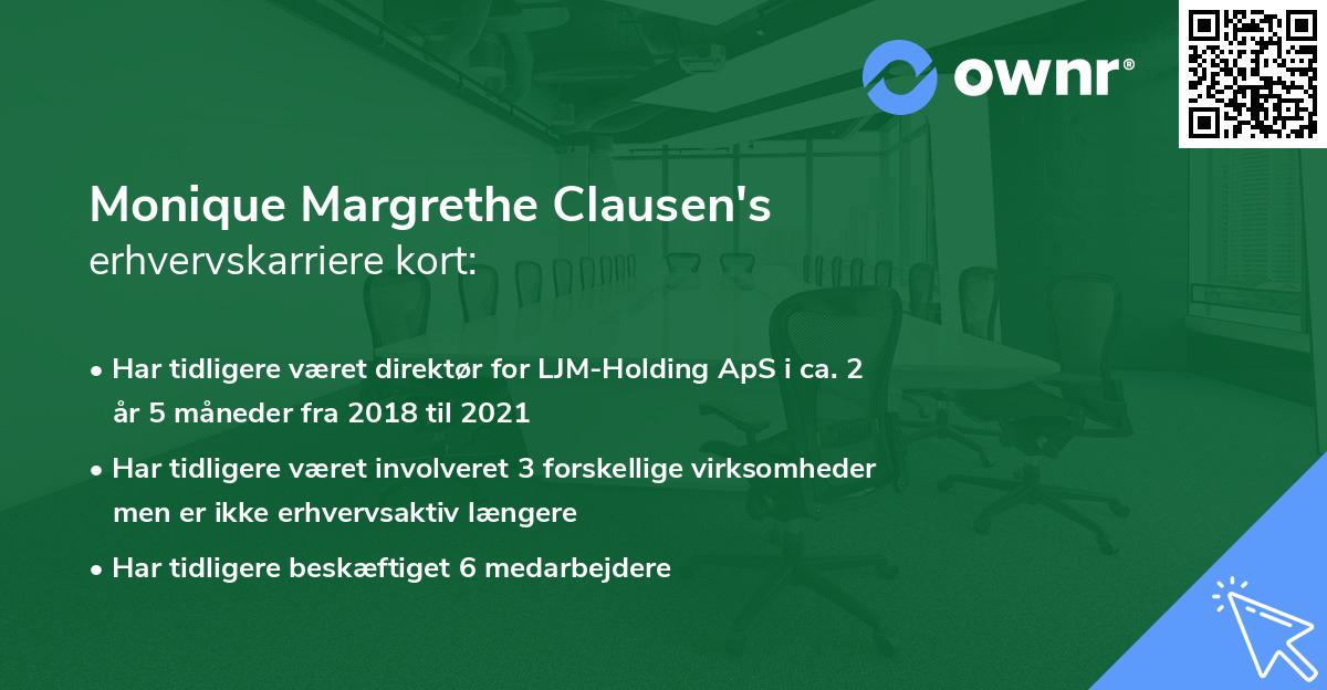 Monique Margrethe Clausen's erhvervskarriere kort