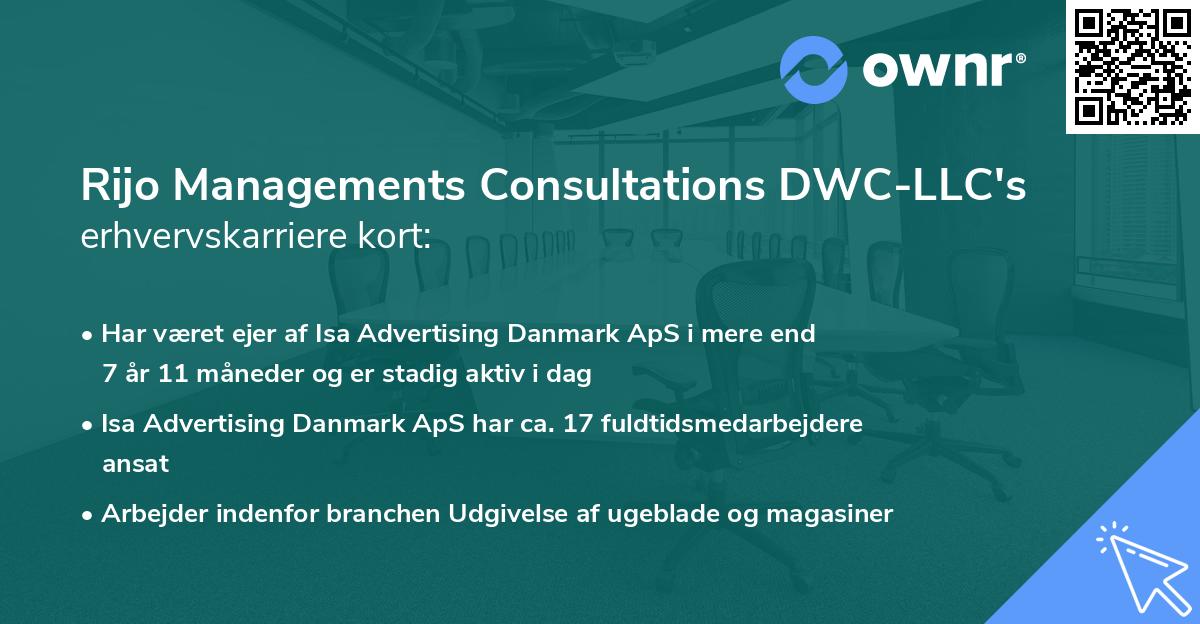 Rijo Managements Consultations DWC-LLC's erhvervskarriere kort