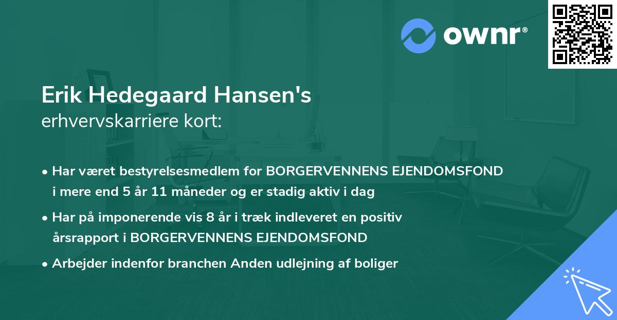 Erik Hedegaard Hansen's erhvervskarriere kort