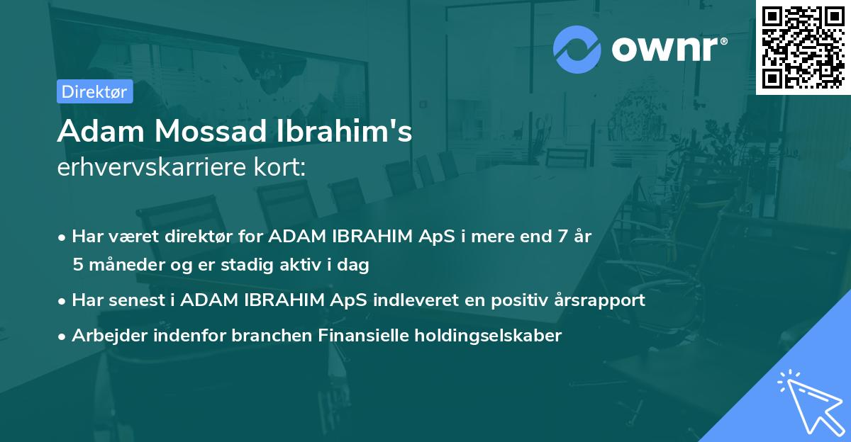 Adam Mossad Ibrahim's erhvervskarriere kort