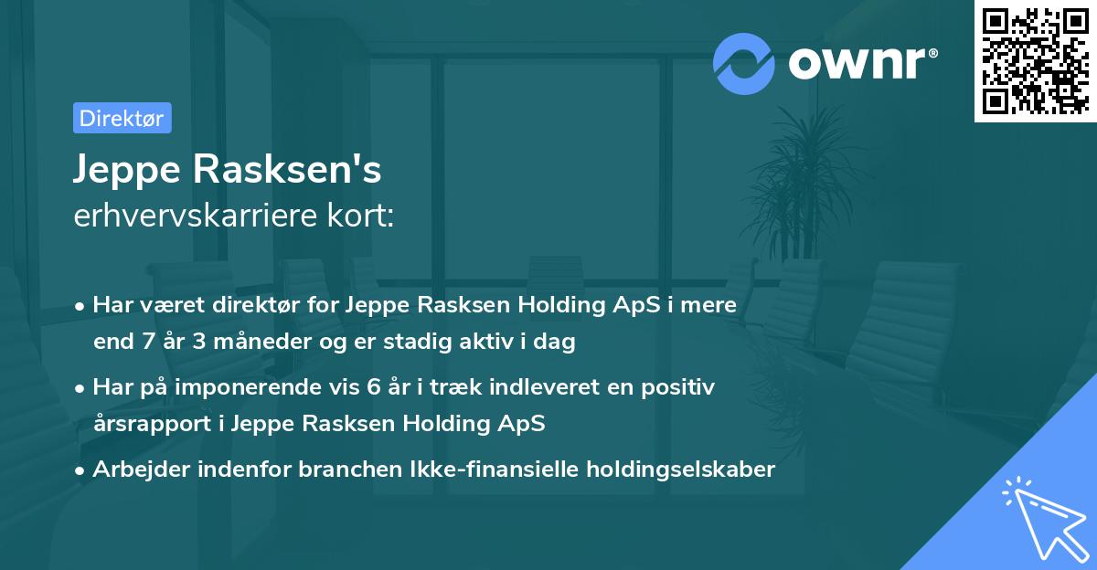Jeppe Rasksen's erhvervskarriere kort