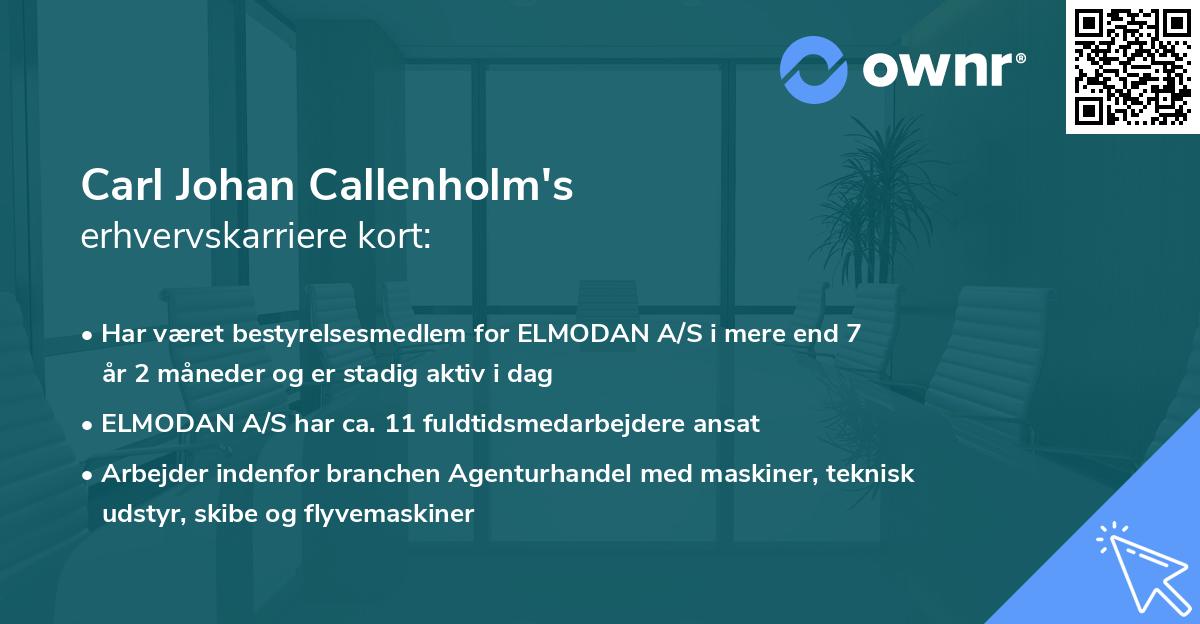 Carl Johan Callenholm's erhvervskarriere kort