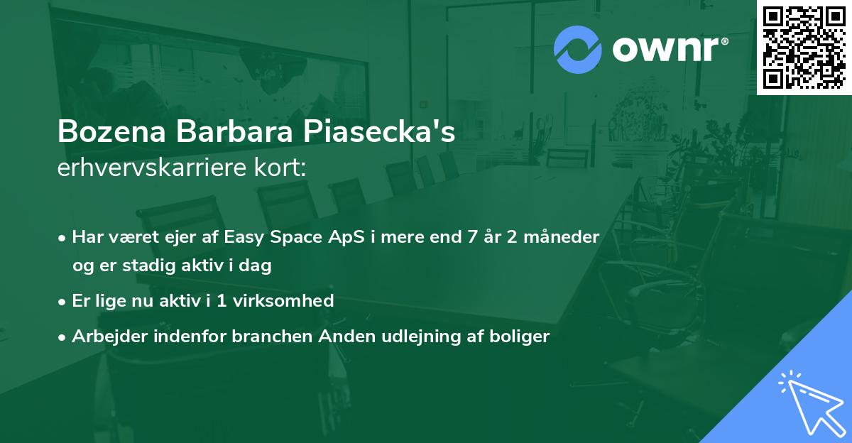 Bozena Barbara Piasecka's erhvervskarriere kort