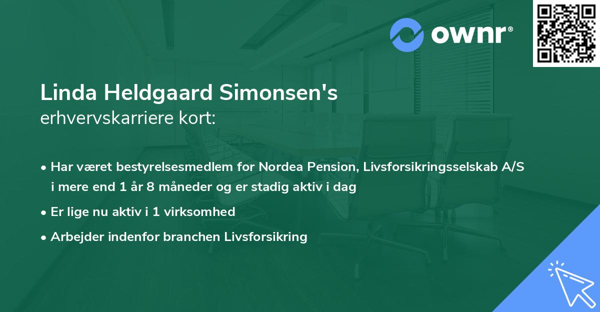 Linda Heldgaard Simonsen's erhvervskarriere kort