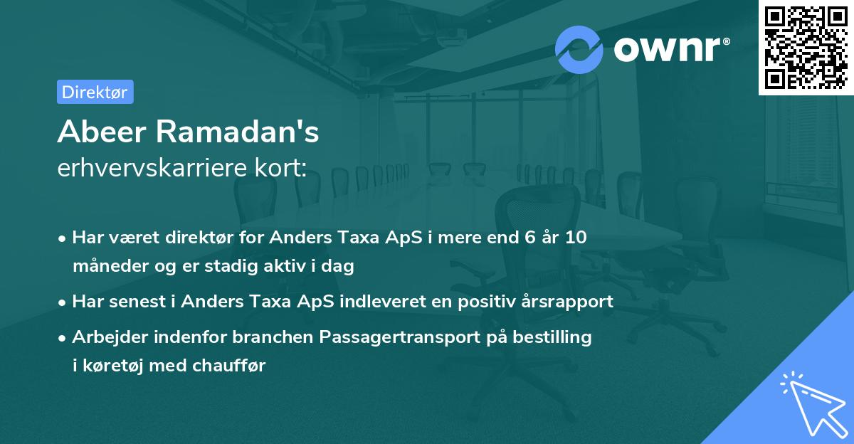 Abeer Ramadan's erhvervskarriere kort