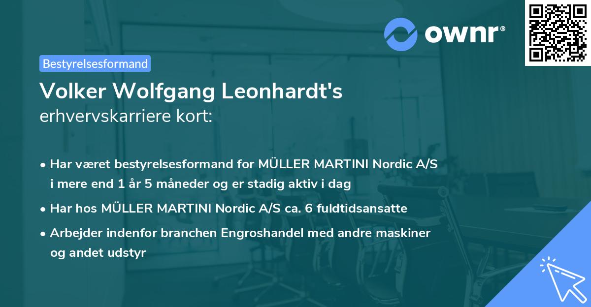 Volker Wolfgang Leonhardt's erhvervskarriere kort