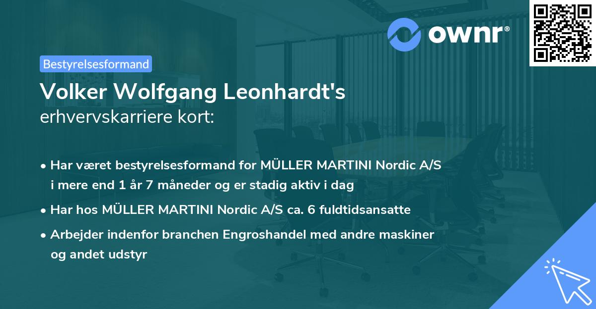 Volker Wolfgang Leonhardt's erhvervskarriere kort