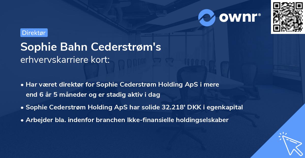 Sophie Bahn Cederstrøm's erhvervskarriere kort