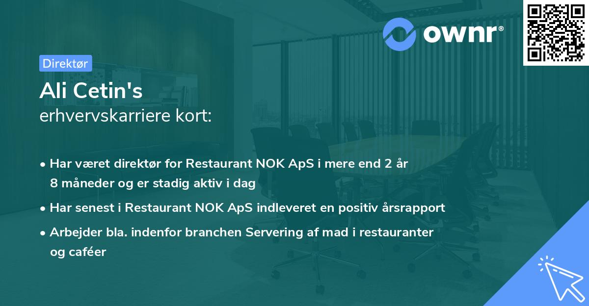 Ali Cetin's erhvervskarriere kort