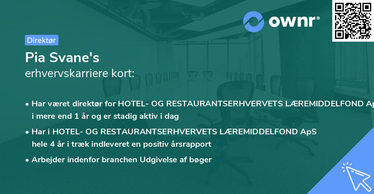 Pia Svane's erhvervskarriere kort