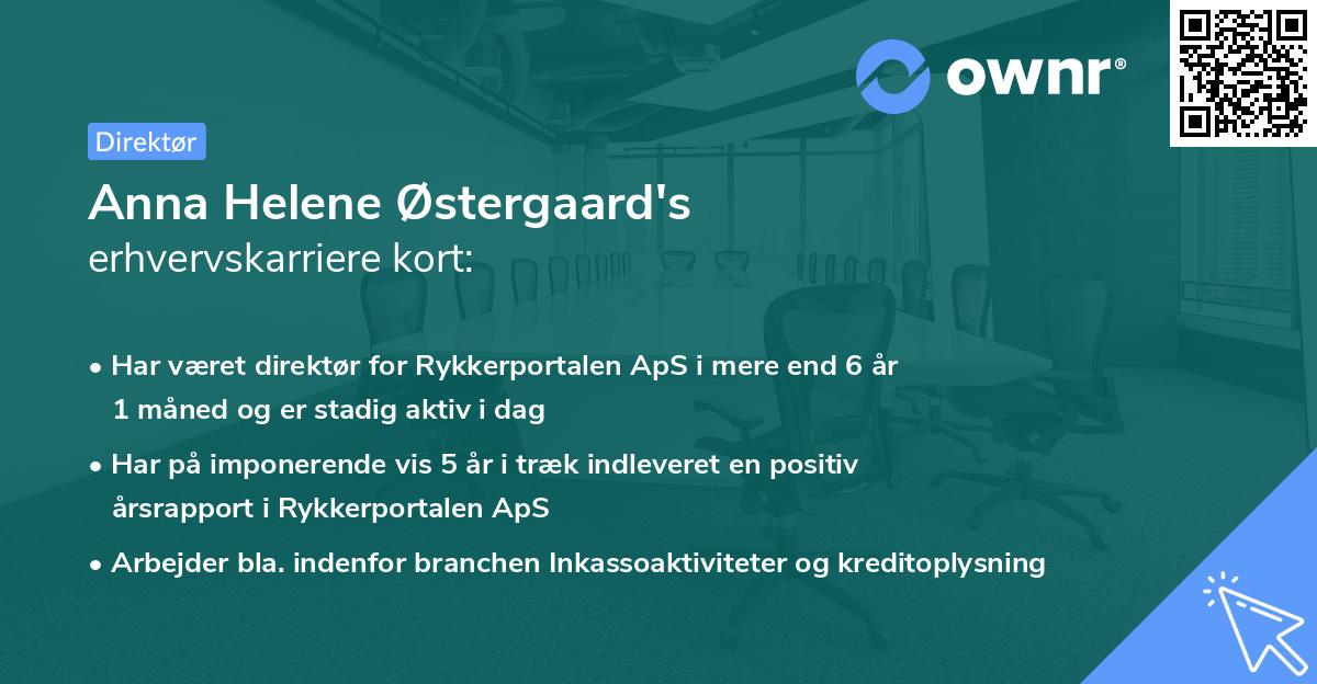 Anna Helene Østergaard's erhvervskarriere kort