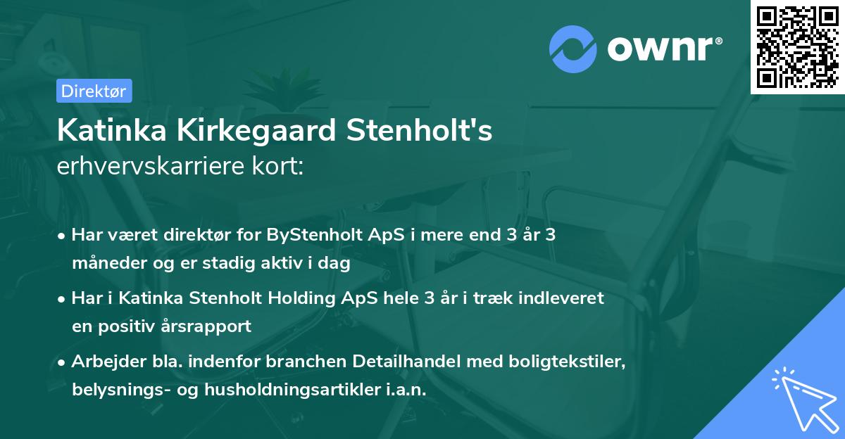 Katinka Kirkegaard Stenholt's erhvervskarriere kort