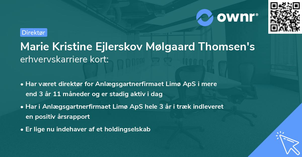 Marie Kristine Ejlerskov Mølgaard Thomsen's erhvervskarriere kort