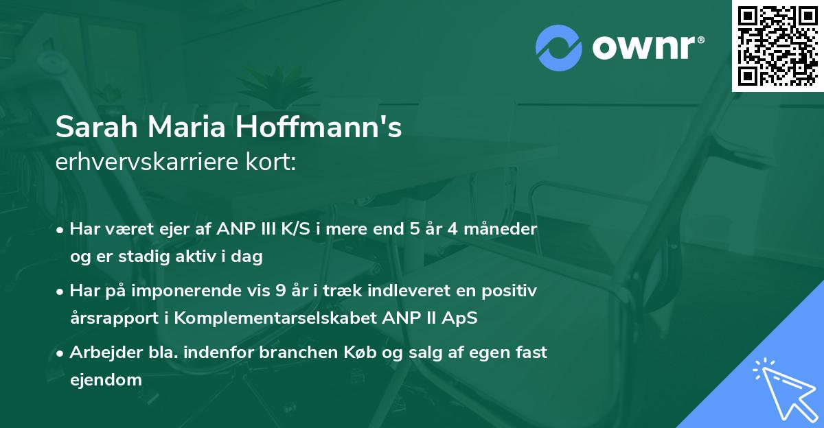 Sarah Maria Hoffmann's erhvervskarriere kort