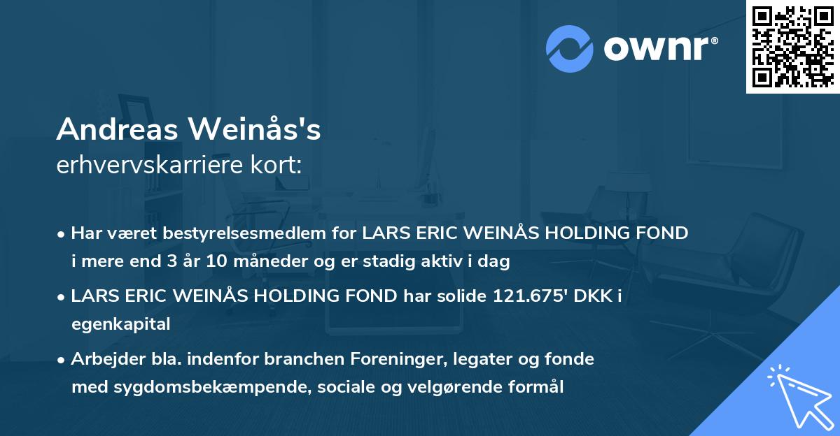 Andreas Weinås's erhvervskarriere kort