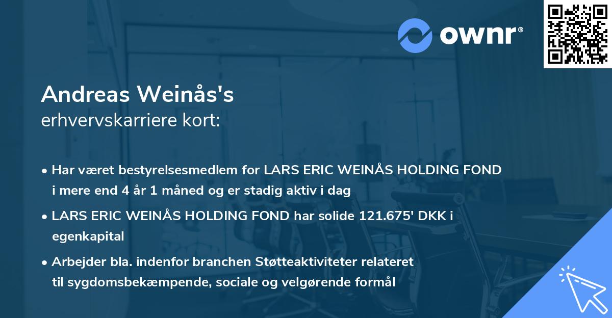 Andreas Weinås's erhvervskarriere kort