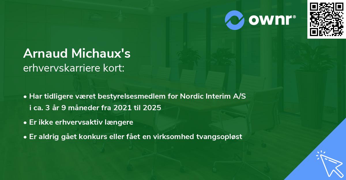 Arnaud Michaux's erhvervskarriere kort