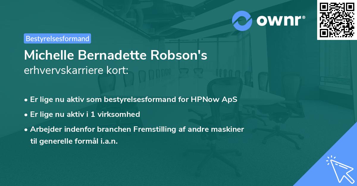 Michelle Bernadette Robson's erhvervskarriere kort