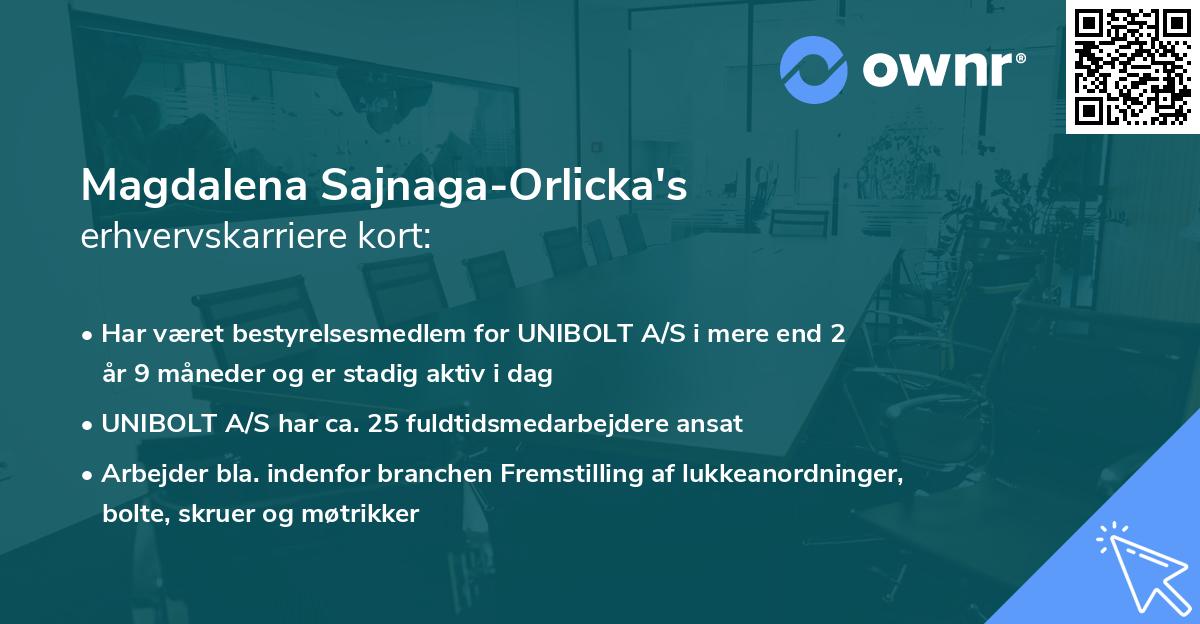 Magdalena Sajnaga-Orlicka's erhvervskarriere kort