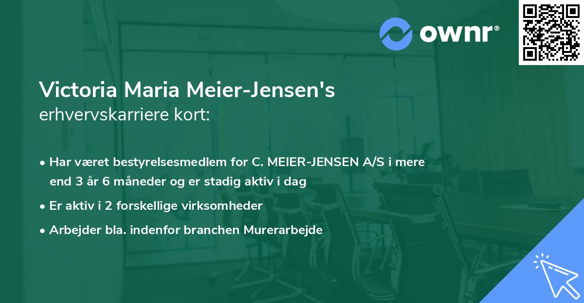Victoria Maria Meier-Jensen's erhvervskarriere kort