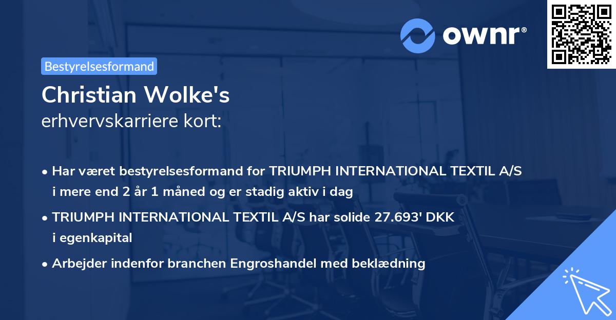 Christian Wolke's erhvervskarriere kort