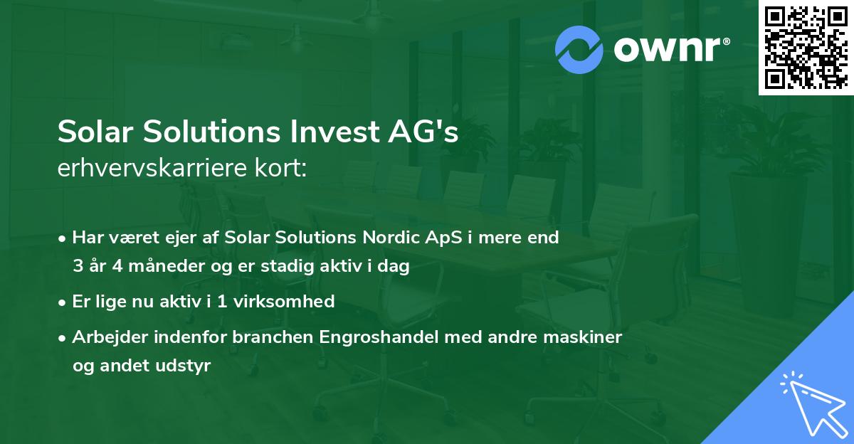 Solar Solutions Invest AG's erhvervskarriere kort