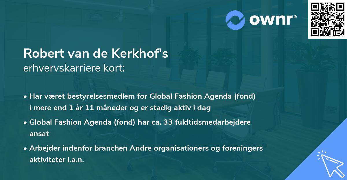 Robert van de Kerkhof's erhvervskarriere kort