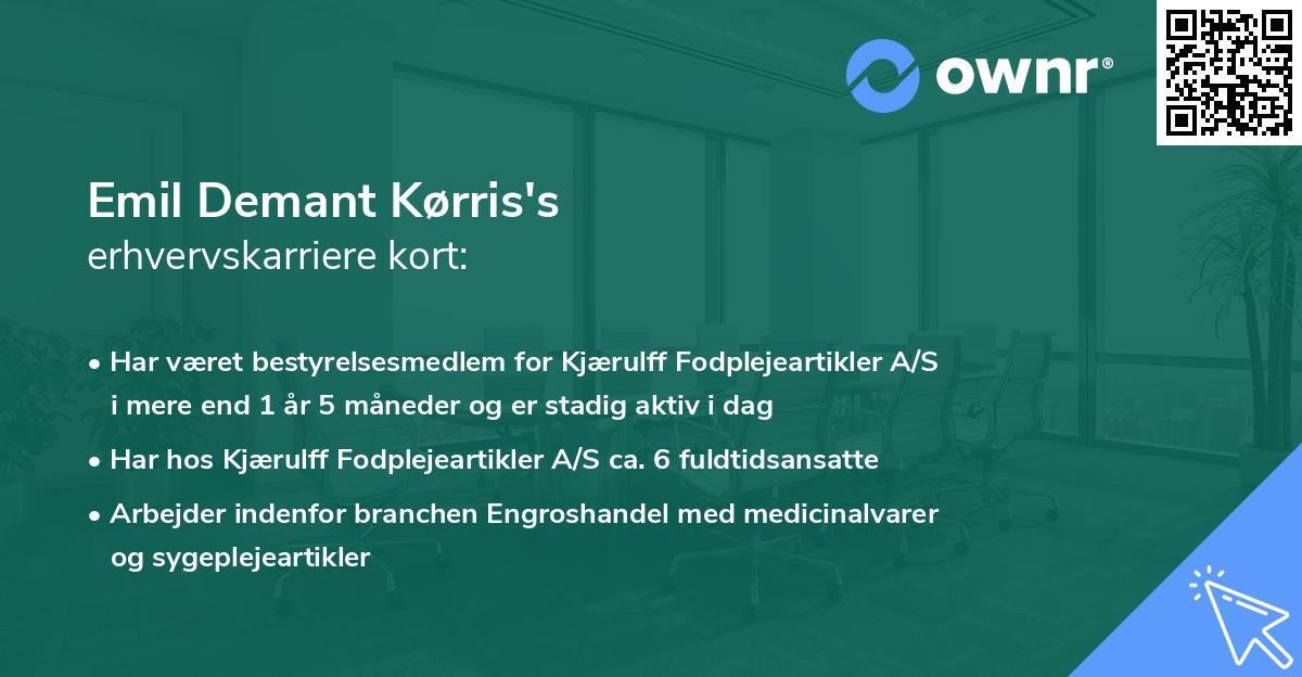 Emil Demant Kørris's erhvervskarriere kort