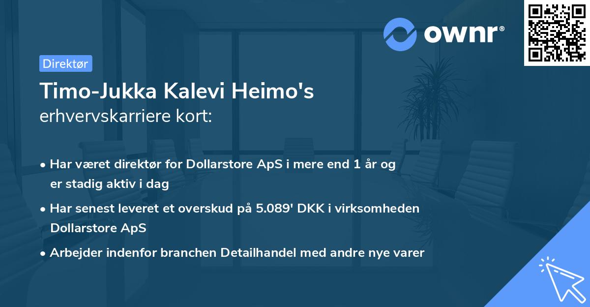 Timo-Jukka Kalevi Heimo's erhvervskarriere kort
