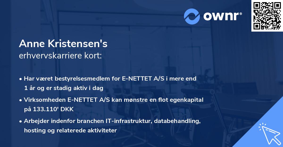 Anne Kristensen's erhvervskarriere kort