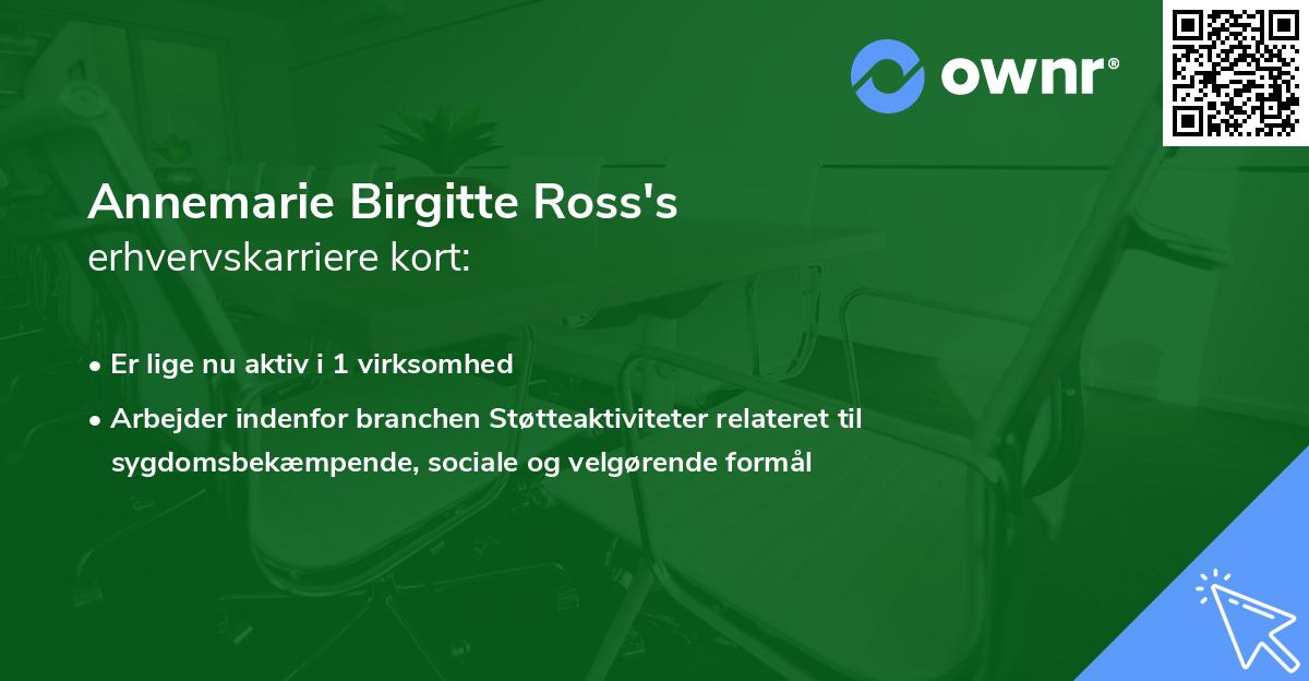 Annemarie Birgitte Ross's erhvervskarriere kort