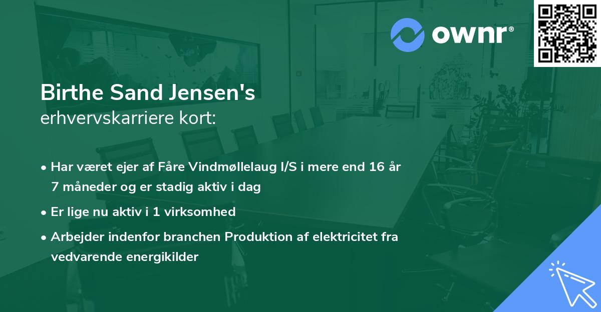 Birthe Sand Jensen's erhvervskarriere kort