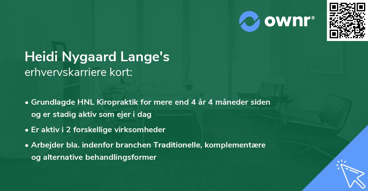 Heidi Nygaard Lange's erhvervskarriere kort