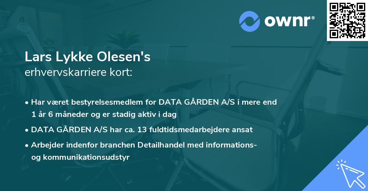 Lars Lykke Olesen's erhvervskarriere kort